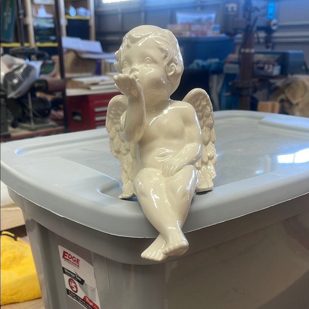 Cream Cherub Sculpture Art Piece